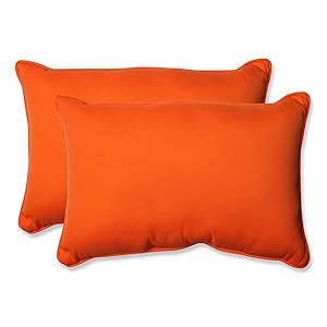 Pillow Perfect Indoor/Outdoor Sundeck Corded Oversized Rectangular Throw Pillow, Orange, Set of 2