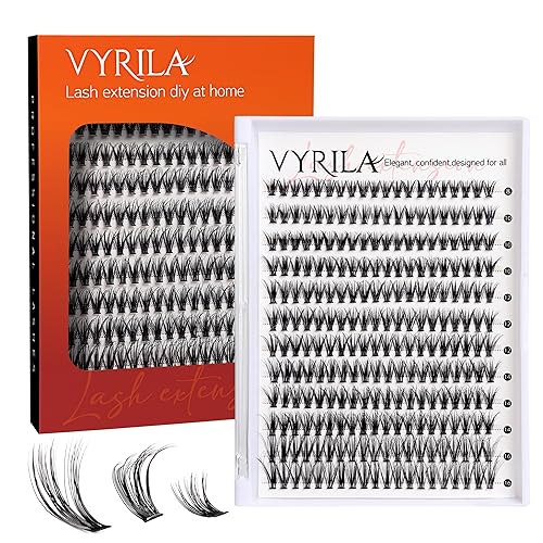 VYRILA Lash Clusters 240pcs Individual Lashes,8-16mm Diy Eyelash Extensions,D Curl Clusters Wispy,3D Natural Look Like Eyelash Extension DIY at Home (Orange 30P-C-8-16mix)