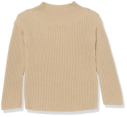 Amazon Essentials Girls' Modern Wide-Neck Pullover Sweater, Tan, X-Small