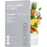 InoPro Natural Teeth Whitening Strips Kit 14 Treatments - Sensitive Teeth Whitener, Peroxide Free with Papain, Bromelain, Coconut Oil, White Strips for Teeth Whitening (28 Strips)