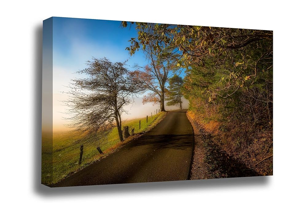 Amazon.com: Smoky Mountains Canvas Wall Art - Gallery Wrap of Road on