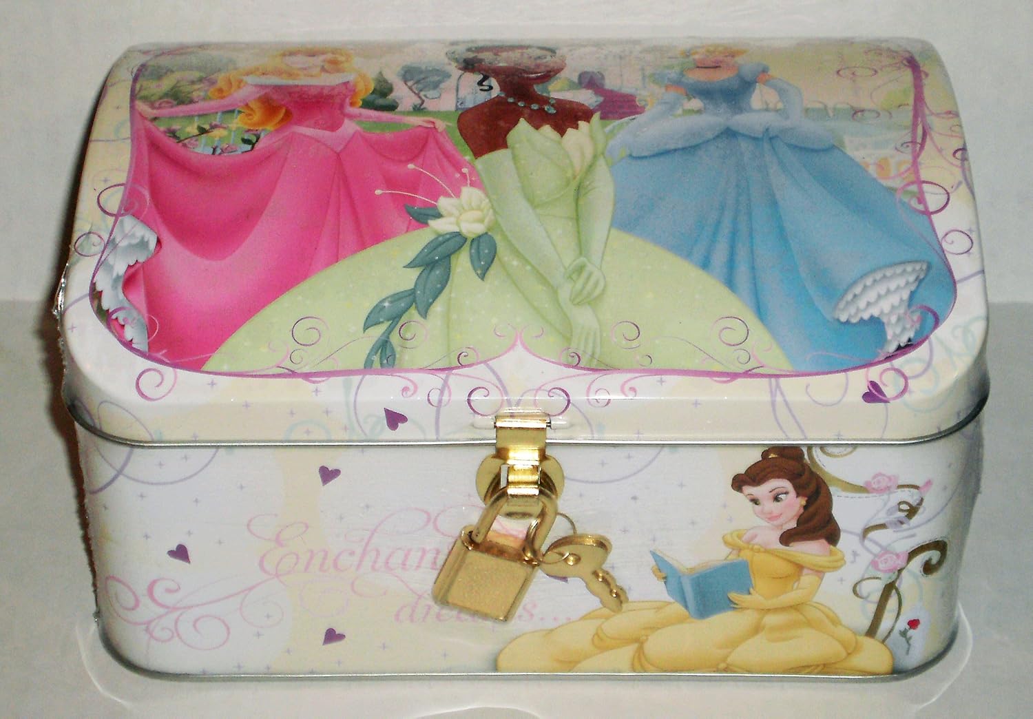 Disney Princess Treasure Chest Tin w/Lock & Key Childrens Storage Furniture