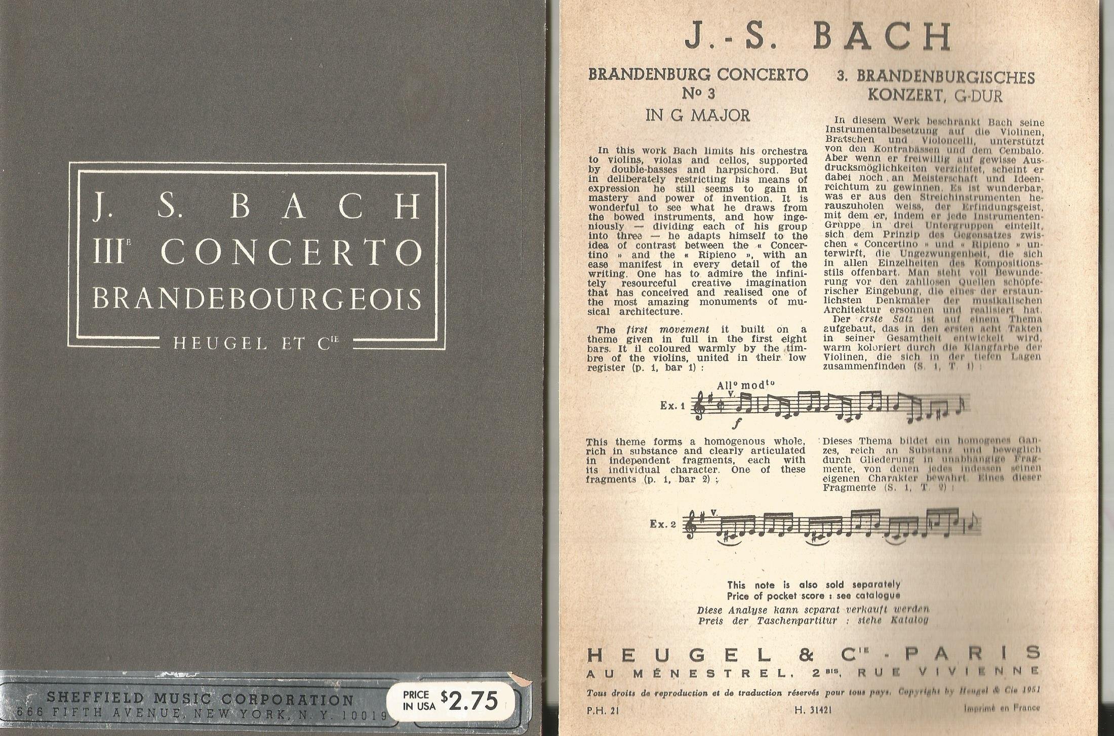 Bach Brandenburg Concerto No 3 In G Major Heugel Pocket Score Bach Amazon Com Books