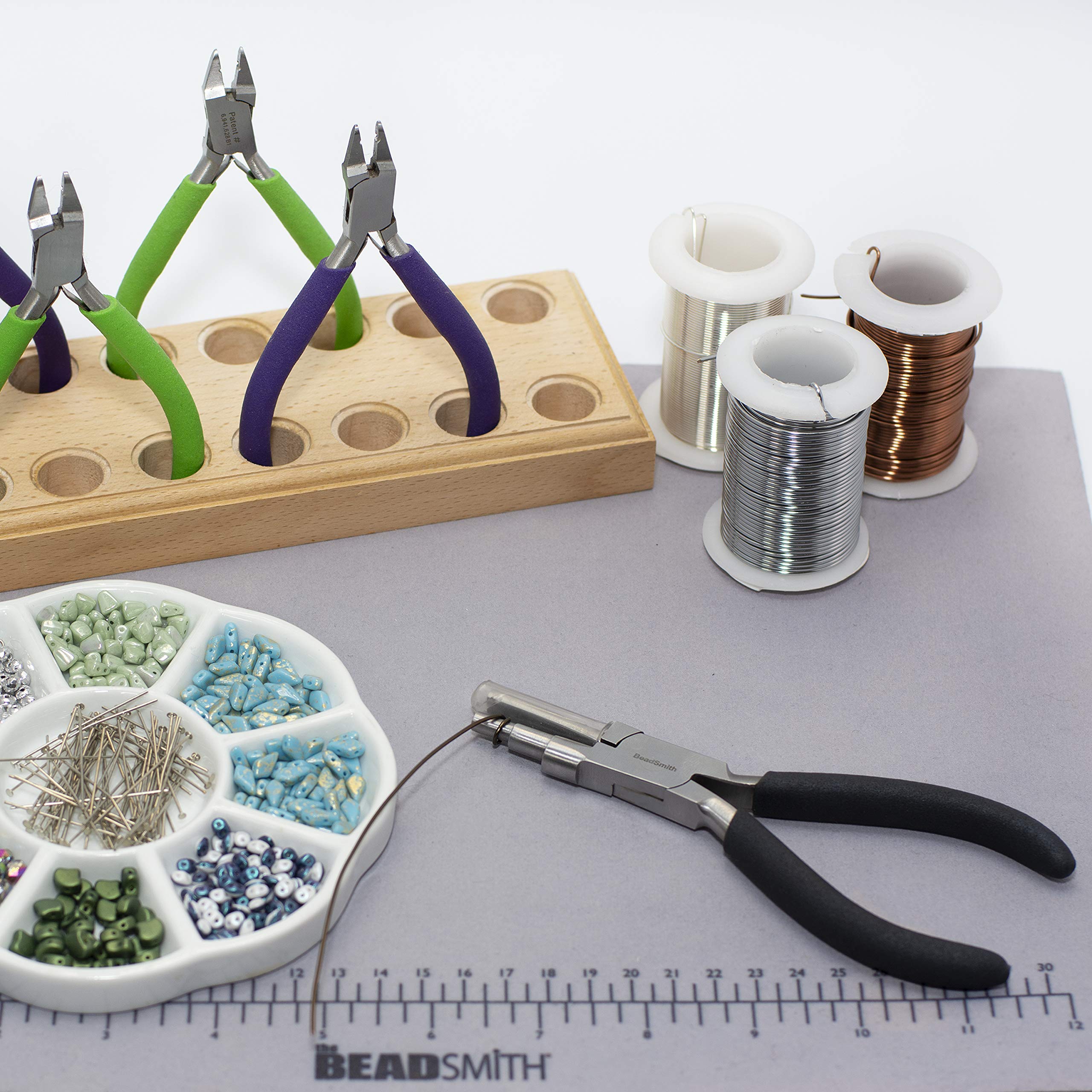 The Beadsmith Little Wrapper Pliers – Multi-Step Wrapping Tool – 5, 7 & 10mm barrels - 6 Inches Long, 1.25” Stainless Steel Jaws, Cushioned Grips – Use to Shape Rings and Make Consistent Sized Loops …