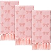 Fanfanwin Set of 3 Pink Bow Hand Towels Coquette Hand Towels for Bathroom 30 x 17 Inch Pink Bowknot Gifts Turkish Tufted Cotton Soft Absorbent Supplies for Kitchen Bathroom Women Girls