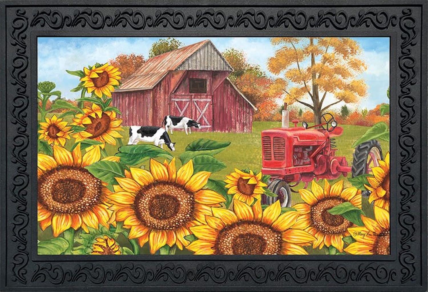 Amazon Com Briarwood Lane Sunflower Barn Fall Doormat Tractor