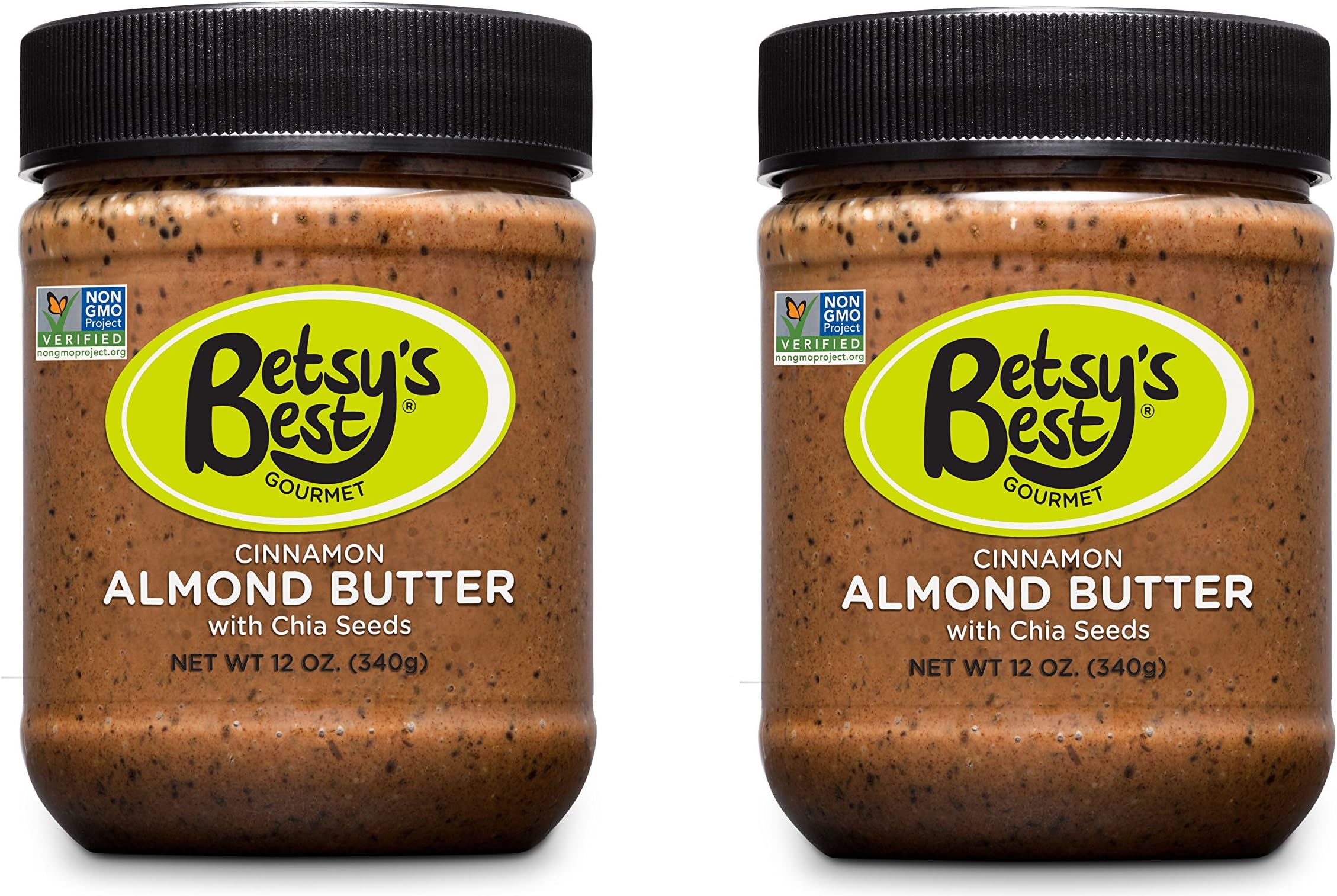 Gourmet Cinnamon Almond Butter w/ Chia Seeds by Betsy's Best - Award Winning - All Natural and GMO Free(Cinnamon, 2 Jars)