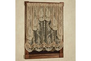 TOUCH OF CLASS Luxury Sheer Polyester Fiona Lace Window Treatment | Balloon Window Shade, 38L Swag Pair | Timeless Classic Traditional | Antique Gold | Elegance | Rod Pocket | Machine washable | Light Filtering