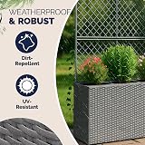 CASARIA Large Rattan Garden Trough Planter With Trellis 3 Pots Grey view 2