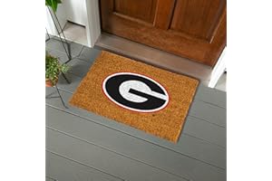 TEAM SPORTS AMERICA NCAA University of Georgia Natural Coir Doormat, Official Full Color Team Logo, 28 x 16 Inches, Non Slip Back, Front Door Welcome Floor Mats, Indoor Outdoor Entrance Rug
