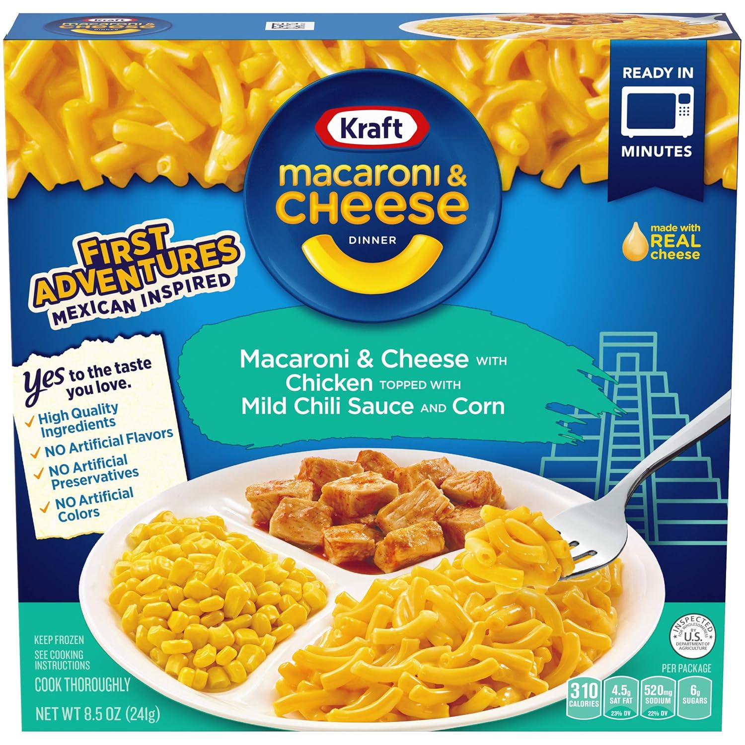 Kraft Macaroni and Cheese First Adventures Chicken Fajita & Corn Frozen Meal (8.5 oz Box