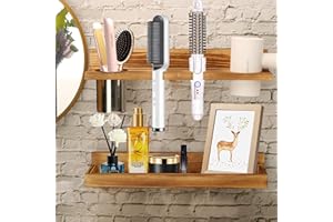 MRPAPA Hair Tool Organizer Wall Mount,2 Layer Rustic Blow Dryer Holder, Wooden Bathroom Organizer Storage Shelf for Hair Tools, Curling Iron, Hot Tools
