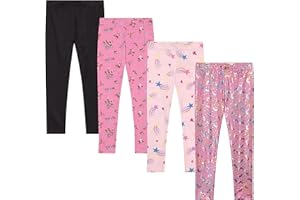BTween Kids Girl's Fall Fashion Stretch Leggings Comfortable Bottoms Set- 4 Pack Bundle