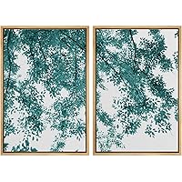 SIGNWIN Framed Wall Art Print Set Close-Up of Ivy Leaf Brush Spot Style Nature Leaves Digital Art Modern Art Contemporary Relax/Calm Green Cool for Living Room, Bedroom, Office - 16