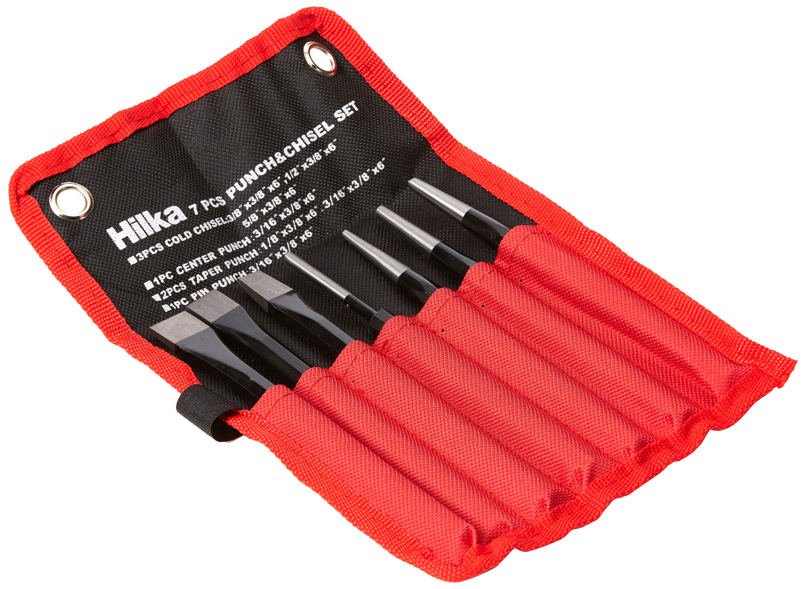 Hilka Tools 62755007 Punch and Chisel Set - Red/Black (7-Piece)