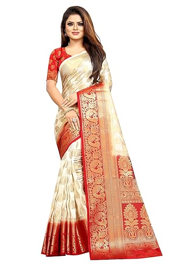 Women's Banarasi Art Silk Saree with Unstitched Blouse Piece