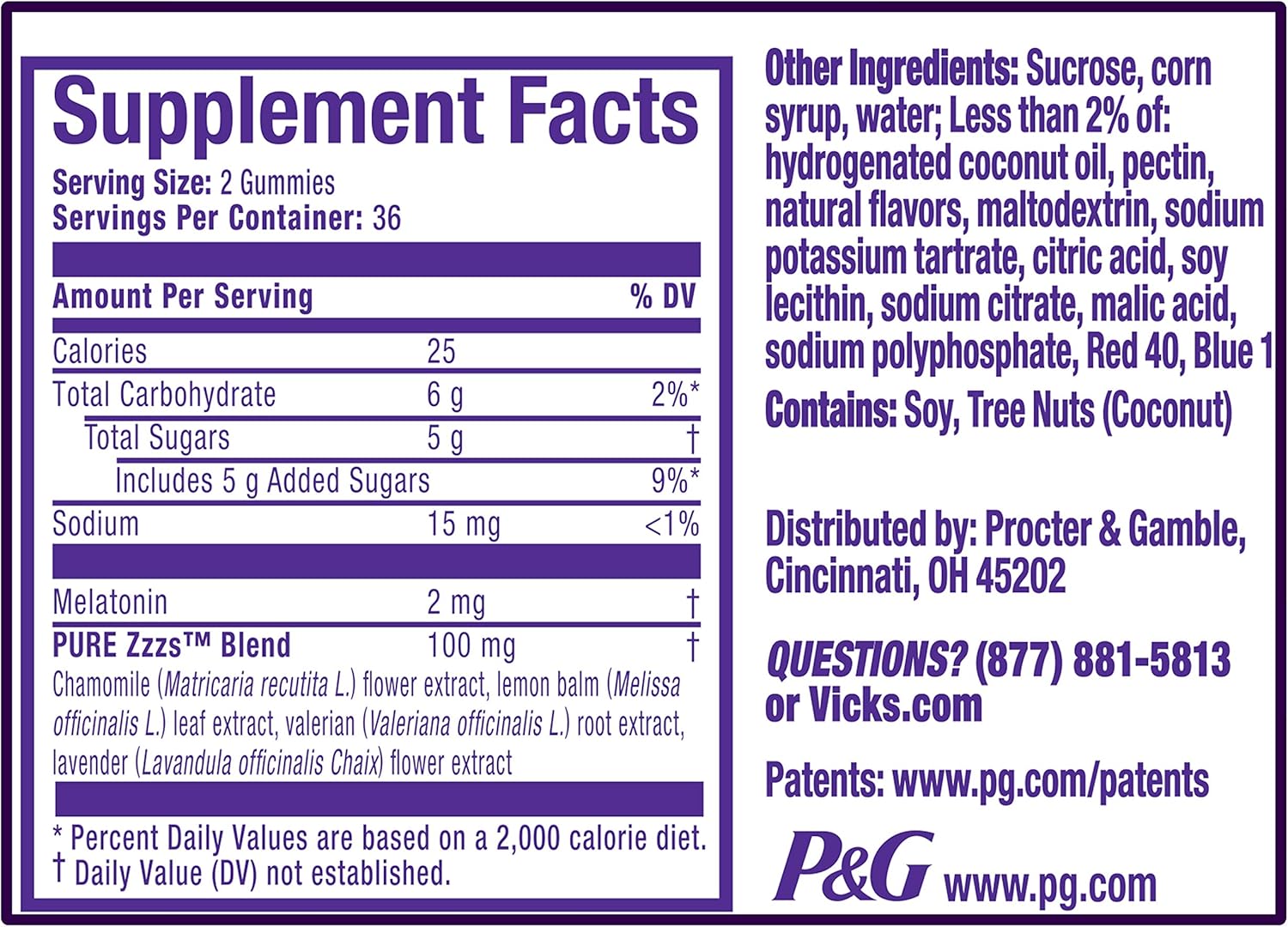 ZzzQuil Pure Zzzs Melatonin Sleep Aid Gummies, 72 ct, with Chamomile, Lavender and Valerian Root, Natural Flavor: Health & Personal Care