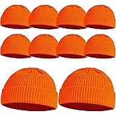 SGBETTER 10 Pack Orange Beanie Hat Winter Knitted Hunting Hat Bright Orange Beanies Warm Skull Cap Cuffed Cap for Adult Teenager Outdoor Hunting Supplies
