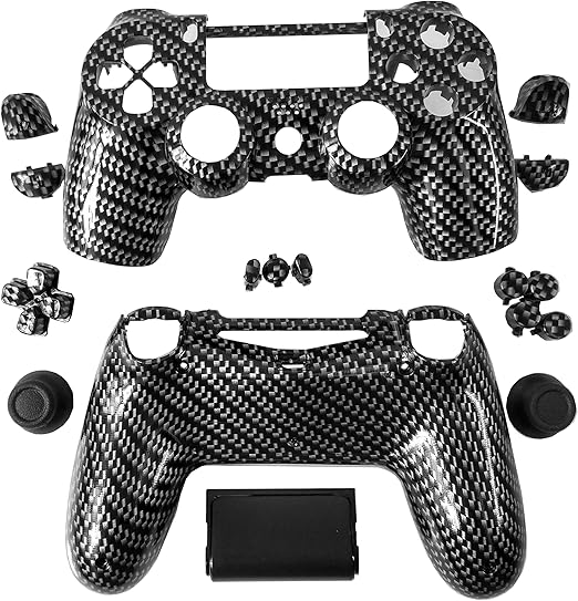 Wps Ps4 Controller Custom Hydro Dipped Black Silver Carbon Fiber Replacement Housing Shell Kits With Buttons For Controller Amazon Co Uk Computers Accessories