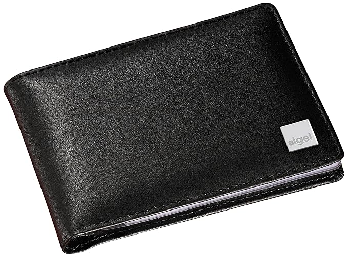 SIGEL VZ201 Karten-Mappe schwarz für 40 Karten, weiches Nappa-Leder