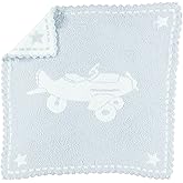 Barefoot Dreams CozyChic Scalloped Baby Receiving Blanket - Blue & White 30x 32