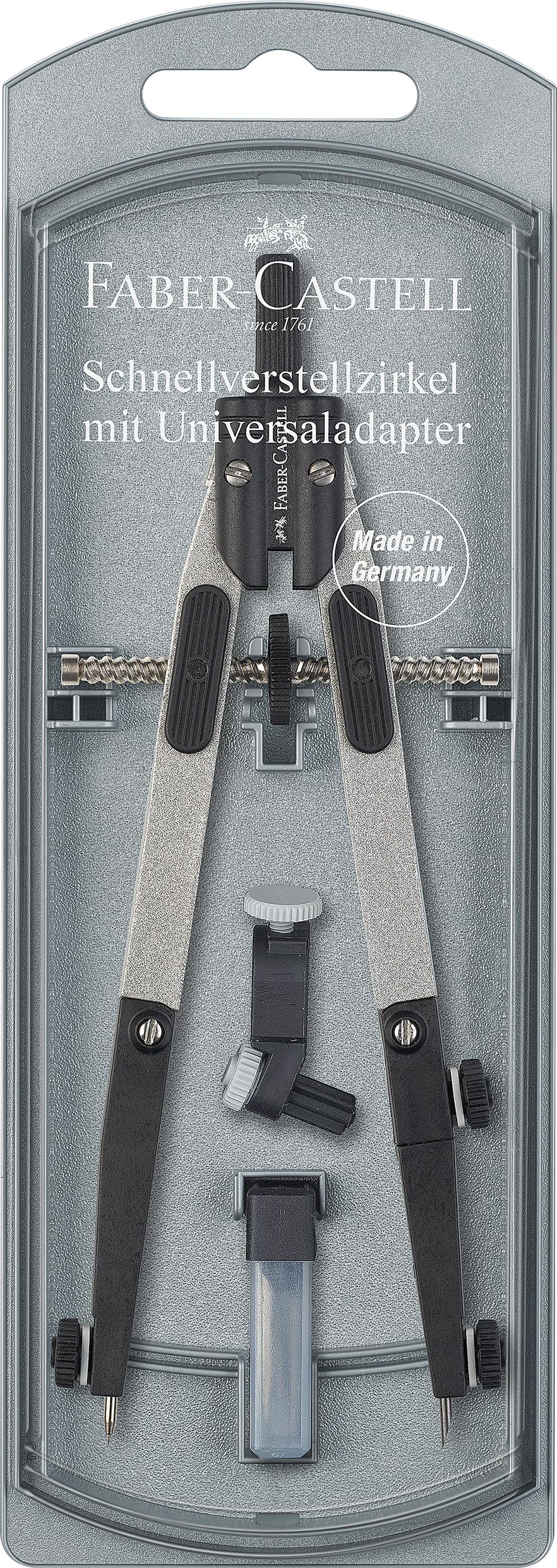 Faber-Castell 174014 Quick Set Compass Jointed 4 mm Peg Silver