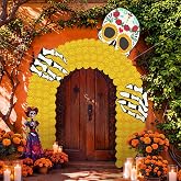 Preboun Dia De Los Muertos Decorations Day of the Dead Porch Door Banner | Hanging Mexican Fiesta Decor Sugar Skull Porch Backdrop for Outdoor Indoor Day of the Dead Home Halloween Party Decor