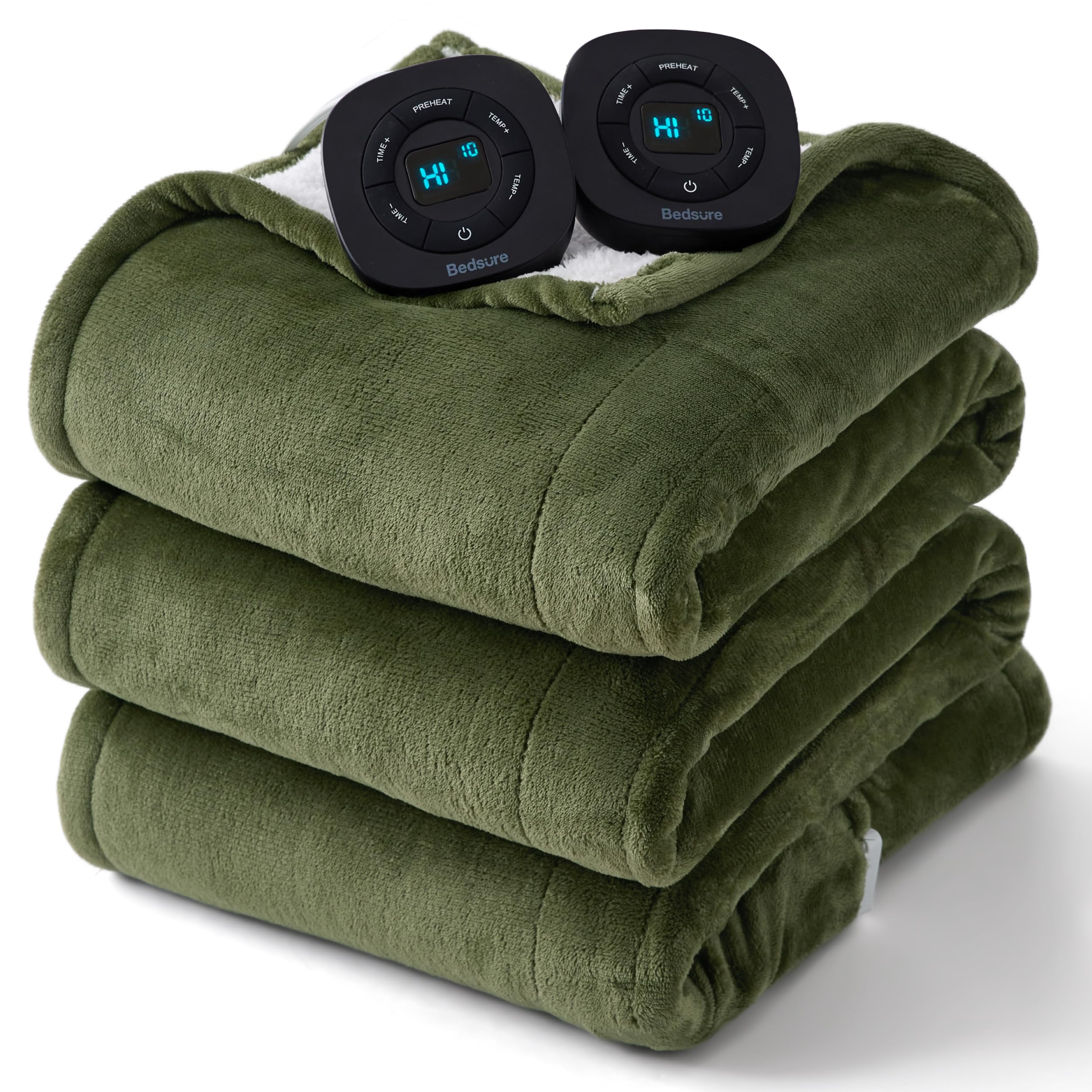 Photo 1 of **FACTORY SEALED** Bedsure Electric Blanket Queen Size - Dual Control Heated Blanket Queen, Fast Heating with 10 Time Settings & 10 Heat Settings, Warm Gift for Grandma (84x90 inches, Olive Green)