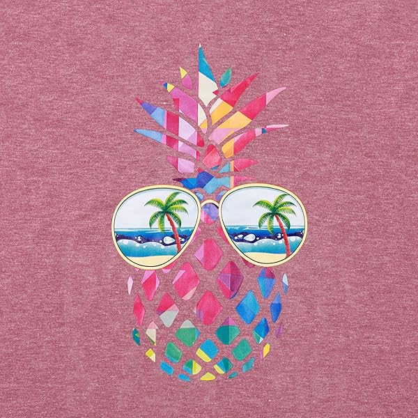 ASTANFY WOMEN PINEAPPLE SUNGLASSES BEACH TANK TOPS FUNNY GRAPHIC VEST CASUAL SUMMER SLEEVELESS TEE SHIRTS (PINK, MEDIUM)