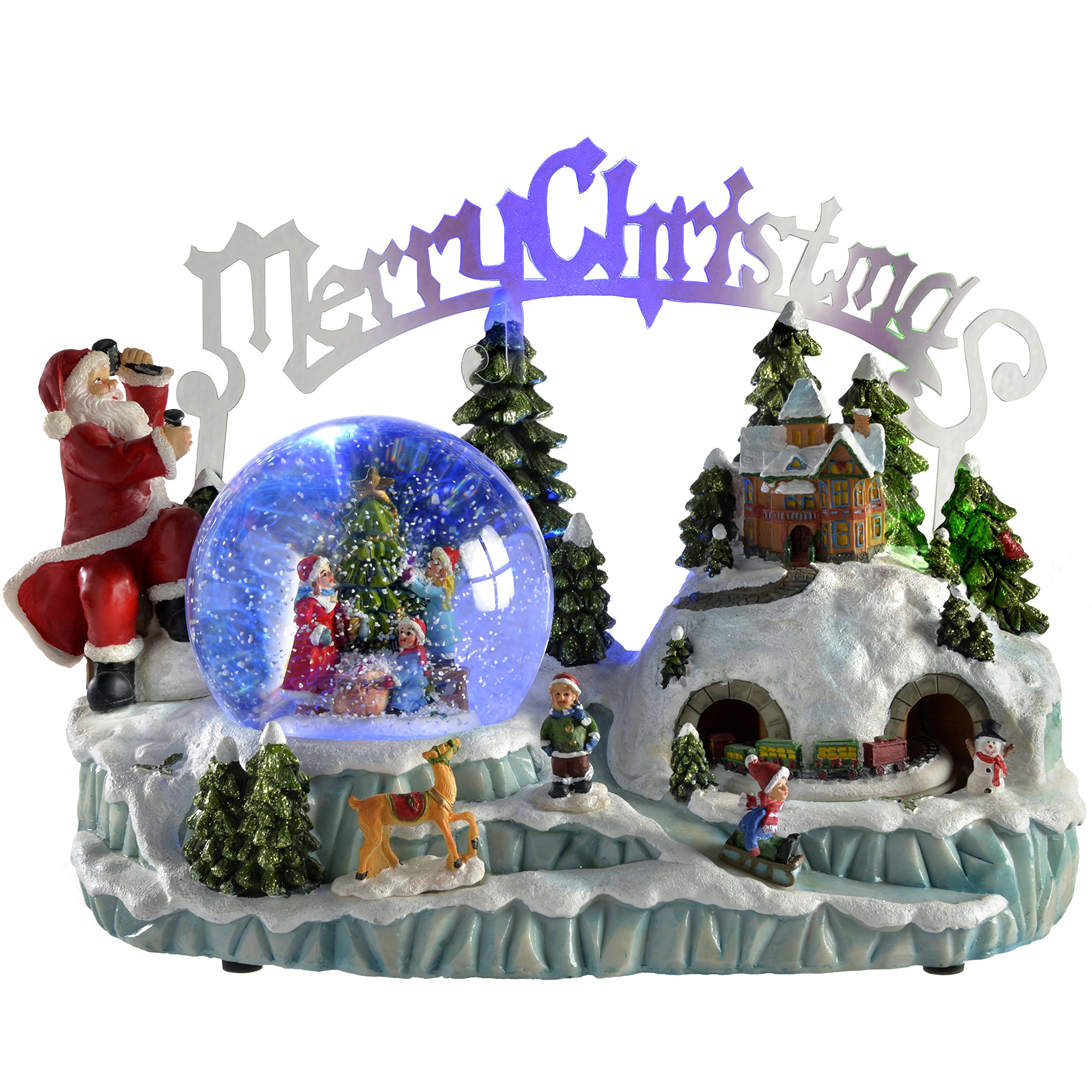 WeRChristmas 30 cm Pre-Lit Scene Musical Animated Snow Globe with Moving Train Christmas Decoration