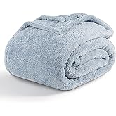 Berkshire Blanket Classic Extra-Fluffy™ Plush Throw Blanket, Soft Fuzzy Fluffy Long Hair Throw Blanket for Couch Sofa Bed, Blue Mist, 50x60 Inches