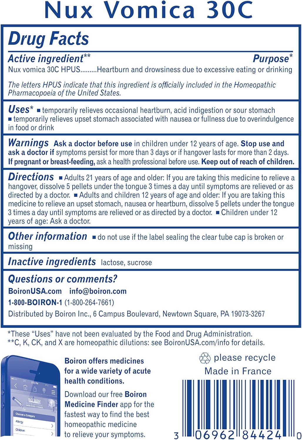 Boiron Nux Vomica 30C, 3 Tubes (80 Pellets per Tube), Homeopathic Medicine for Hangover Relief: Health & Personal Care