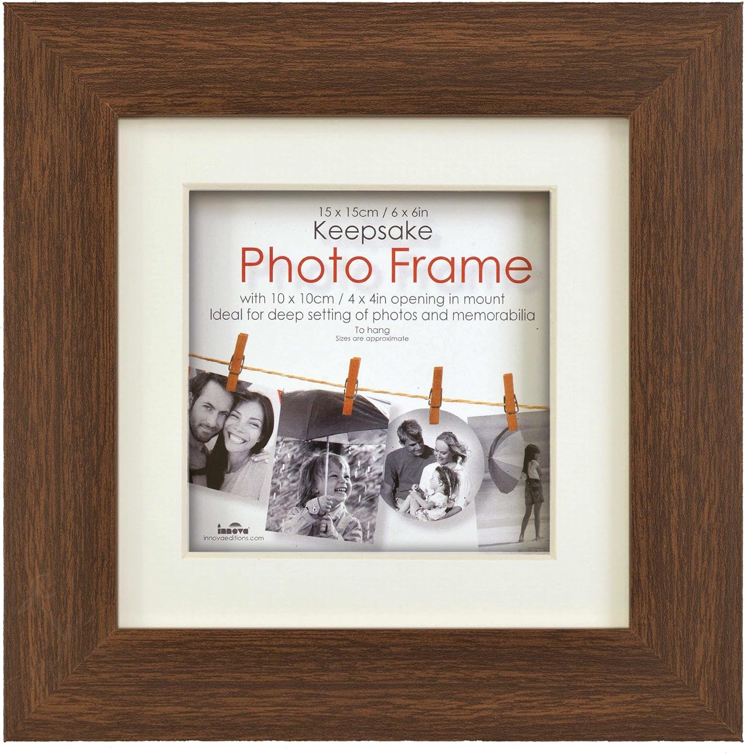 Innova Editions Keep Sake, MDF Picture/Photo Frame, Dark Brown, 30x30cm