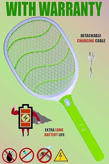 Weird Wolf (Formerly Viola) Mosquito Bat Racket with 6 Month Warranty, LED Light and Powerful