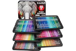 KALOUR 180 Colored Pencil Set for Adults Artists - 3.3mm Rich Pigment Soft Core -12 Metallic Pencil - Wax-Based - Ideal for C