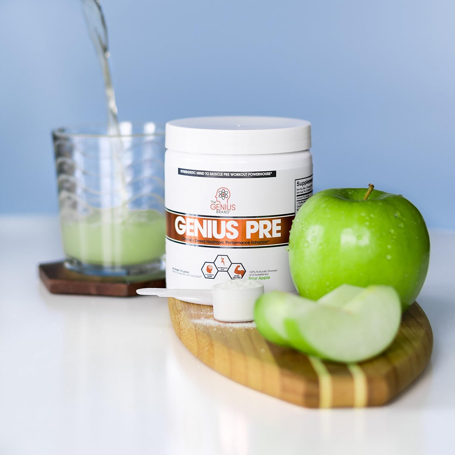 Genius Pre Workout Powder – All Natural Nootropic Preworkout & Caffeine Free Nitric Oxide Booster w/Beta Alanine & Alpha GPC | Boost Focus, Energy & NO | Muscle Builder Supplement – Essential Herbs: Health & Personal Care
