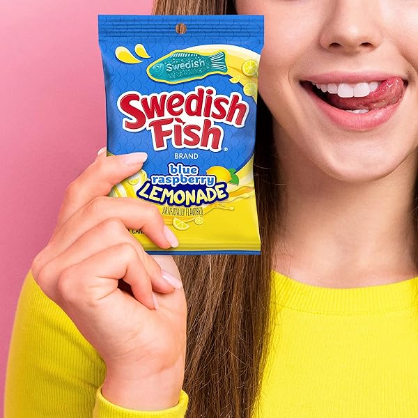 SWEDISH FISH BLUE RASPBERRY LEMONADE SOFT & CHEWY GUMMY CANDY, 8.04 OZ