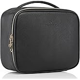Vlando Medium Makeup Cosmetic Organizer Case Portable Storage Bag with Adjustable Dividers for Makeup Brushes Girls Women Friend Black
