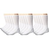 Dickies Men's Dri-Tech Comfort Crew Socks, White , 18 Pair