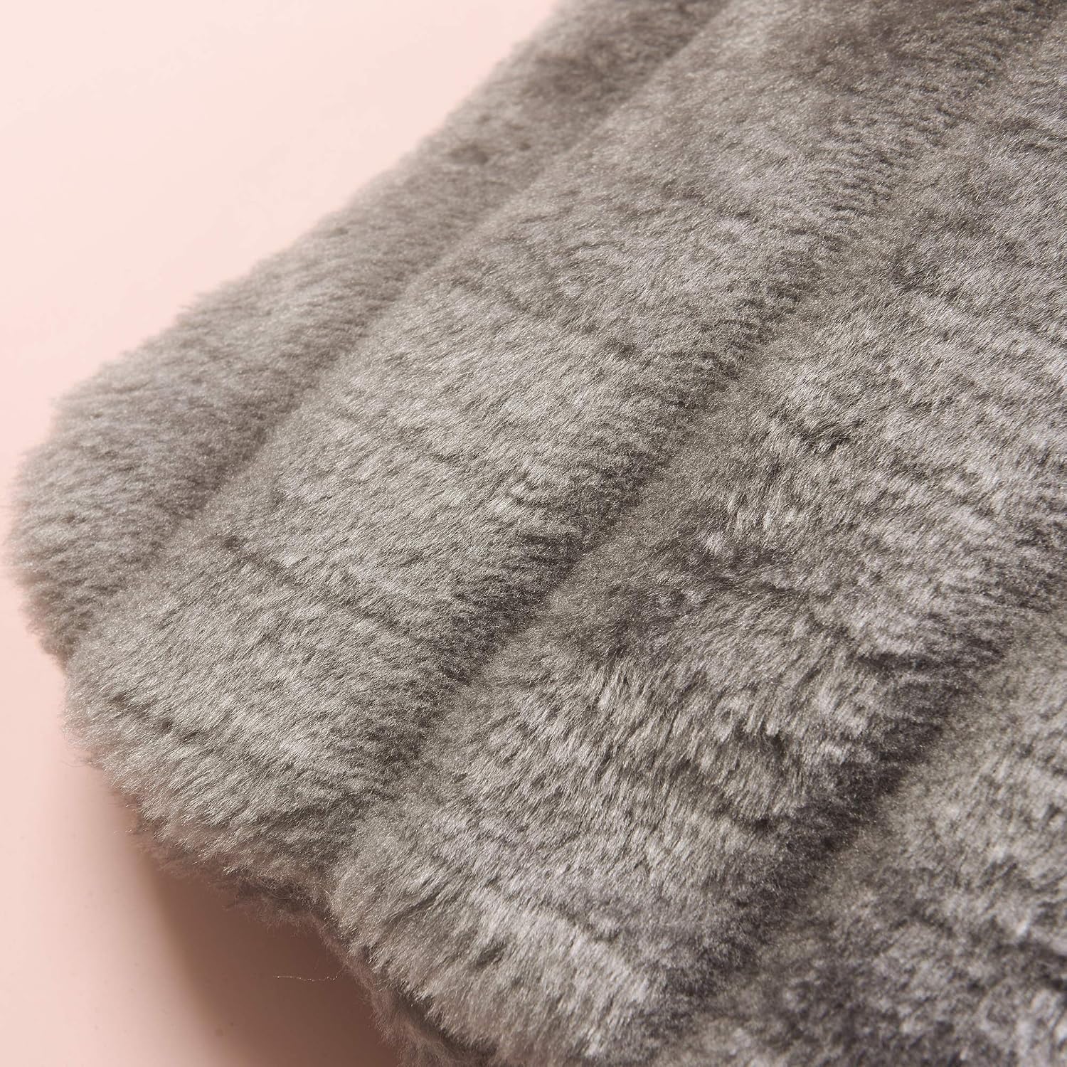 Fleece hot Water Bottles 2litre Multiple Designs Easy Removable Cover Soft and Cosy Faux Fur Cover (Faux Fur Grey) - Image 3