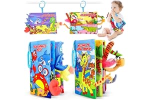 Helsort 2PCS Crinkle Cloth Books - High Contrast Sensory Toys Touch Feel Book for Tummy Time, Infant Travel Essentials Forest Ocean Themes, and Newborn Development Toys 0-18 Months