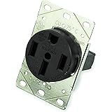 RV 50 Amp, 125/250 Volt, NEMA 14-50R, 3P, 4W Power Receptacle Flush Mounting Receptacle, Straight Blade, Industrial Grade, Gr