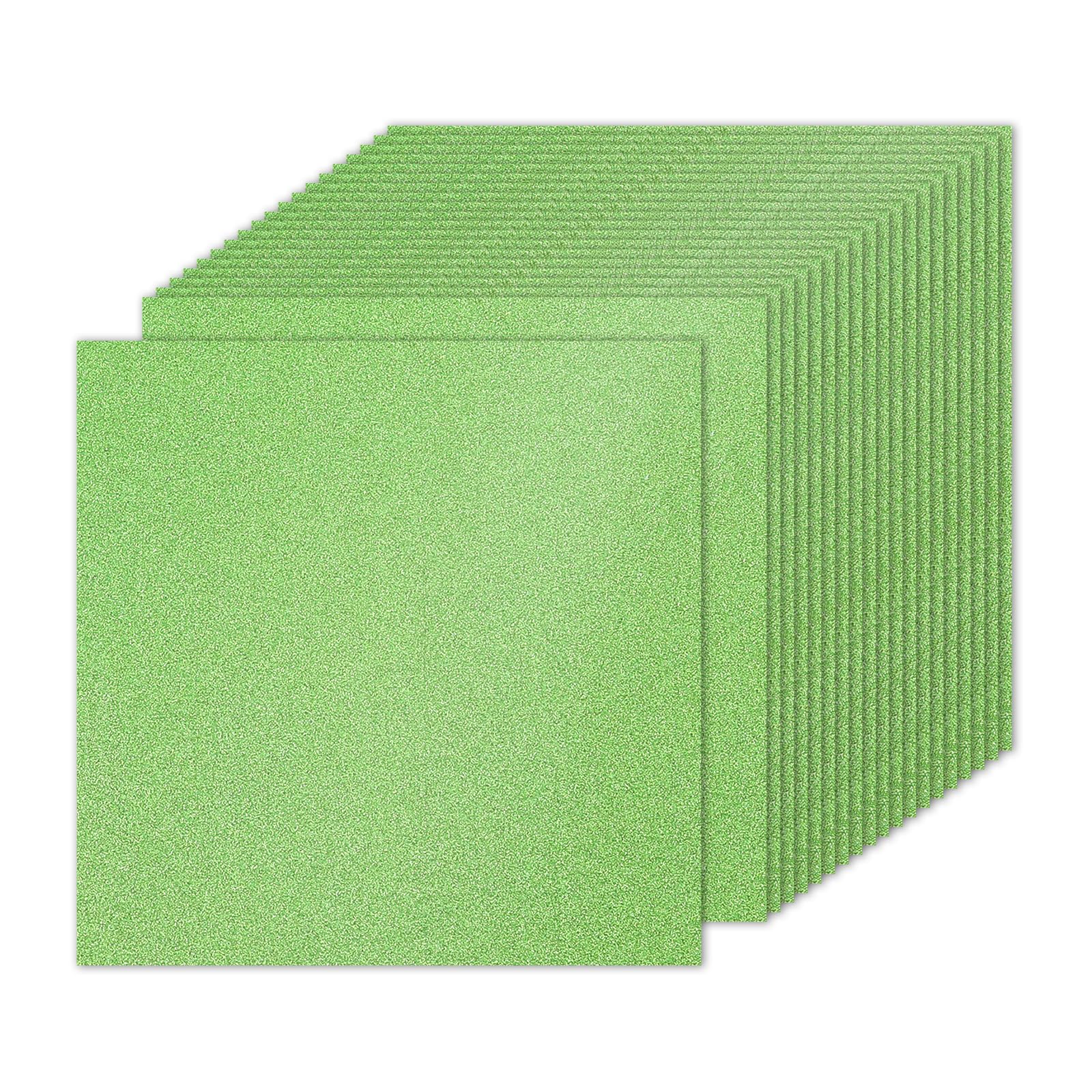 PATIKIL 20 Sheets Light Green Glitter Cardstock 10 x 10 in, Glitter Card Stock Paper Square Premium Sparkly Paper Craft Cardstock Paper 250gsm for Scrapbook Card DIY Art Wedding Party