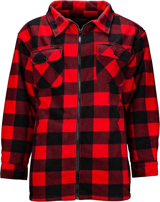 TrailCrest Men's Heavy Fleece Sherpa Lined Shirt Jacket, Warm Full Zip