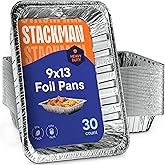Aluminum Pans 9x13 Disposable Aluminum Foil Pans [30-Pack] Large Baking Pan Trays - Heavy Duty Tin Tray Half Size Chafing Dishes. Food Containers for Roasting, Cooking, Heating or Steam Table