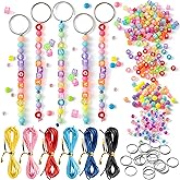 WATINC DIY Keychain Making Crafts Kits - 336Pcs Colorful Transparent Letter Beads for Jewelry Making Set Supplies, Bracelets Key Ring Heart Beads Accessories Festival Party Favor for Women Men