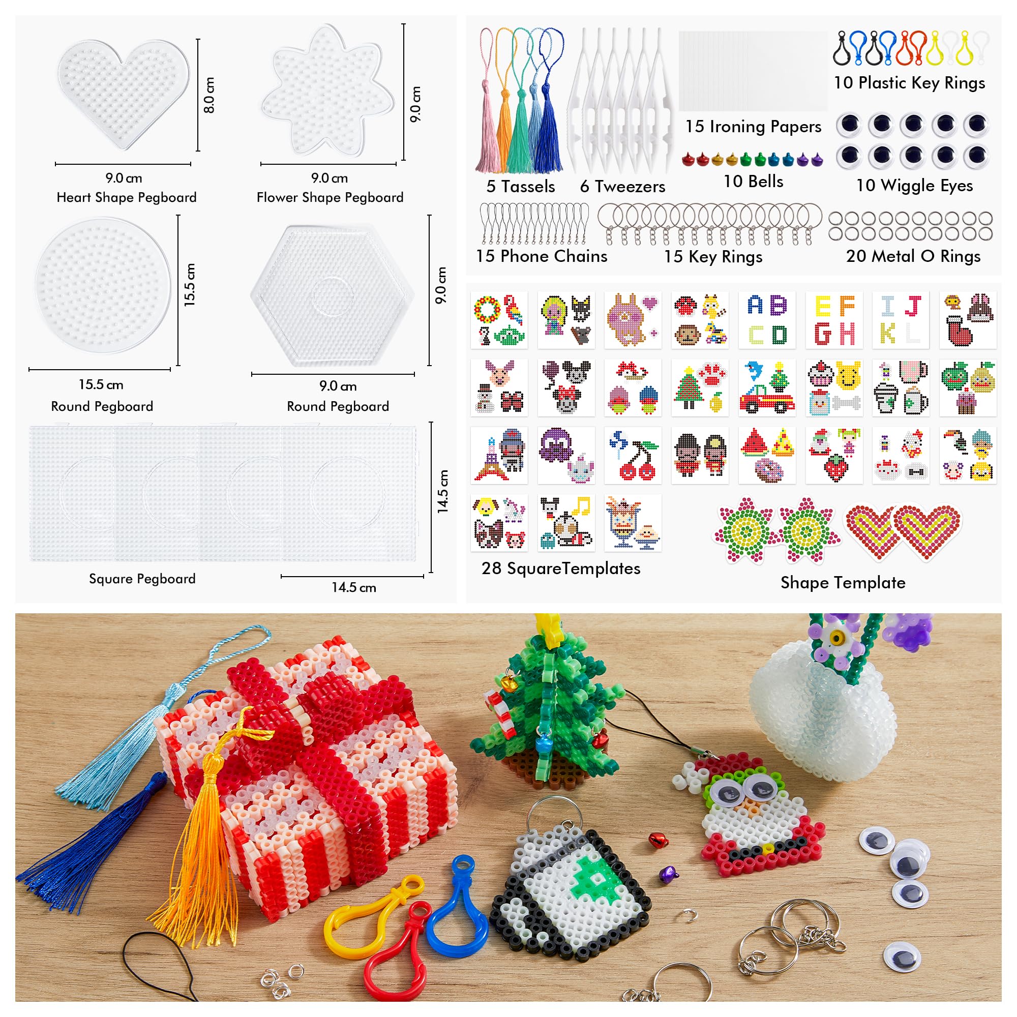 INSCRAFT Fuse Beads, 33000pcs Fuse Beads Kit for Kids, 33 Color 5MM Iron Beads Set with 150 Patterns, 8 Pegboards, 15 Ironing Paper, 6 Tweezers, 85 accessories, Craft Kits Gifts for Birthday Christmas