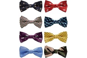 BELLUNO Boys Bow Ties 8-Pack, Pre-tied Bow-Ties Adjustable for Kids, Children, Toddler BowTies