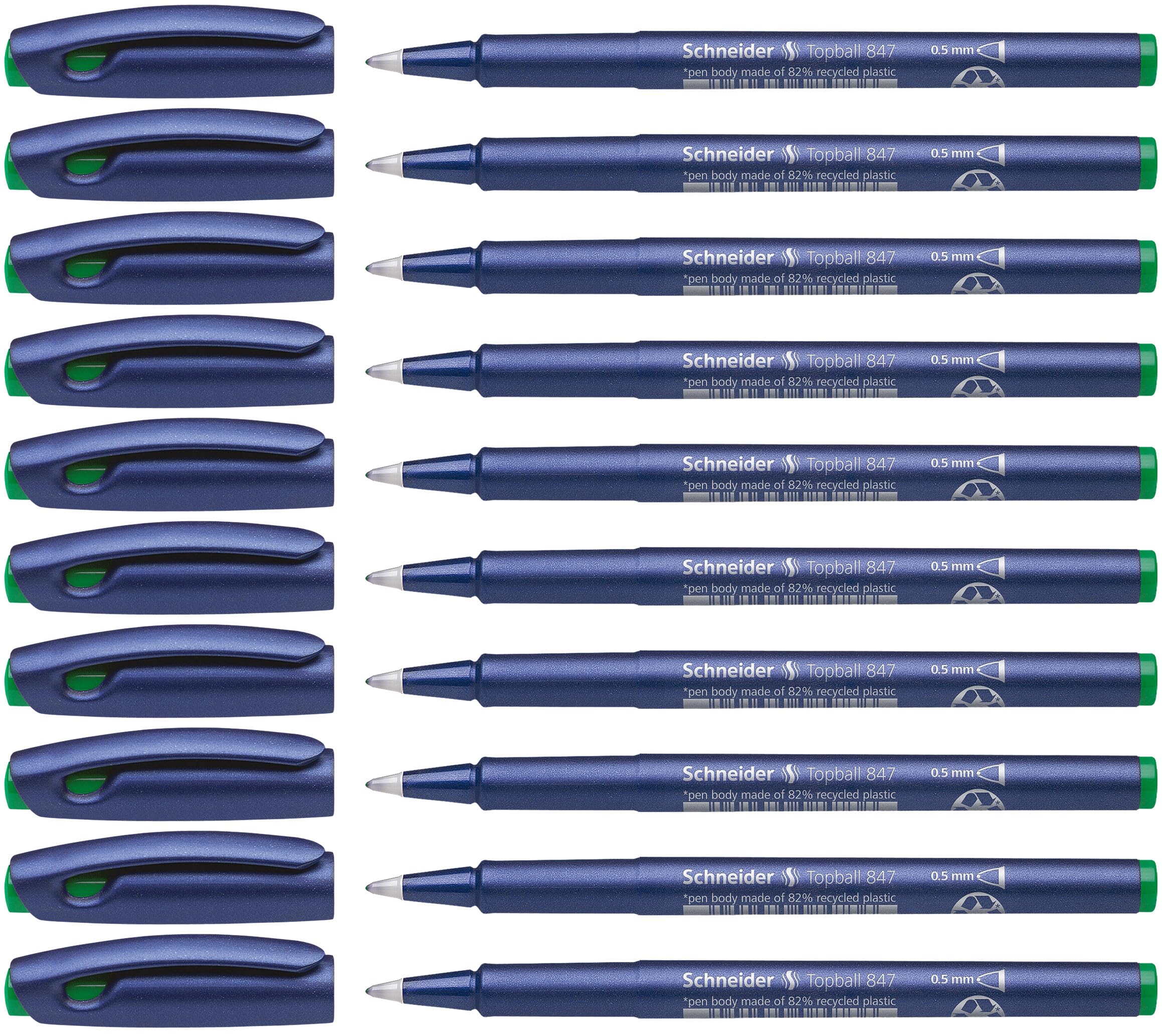 Schneider Topball 847 Rollerball Pen - Green (Pack of 10)