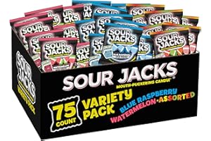 SOUR JACKS Snack Box, Sour Wedges, Variety Snack Pack, Stocking Stuffers, 0.5oz bags (75ct)